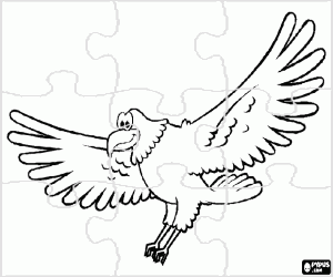 Puzzle of the eagle in flight coloring page