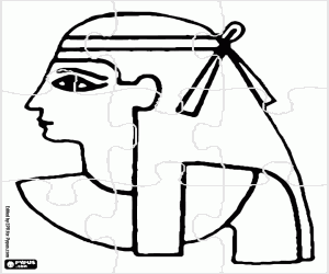 Puzzle of an egyptian face coloring page