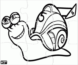 Puzzle of the fast snail Turbo coloring page