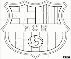 Puzzle of the FC Barcelona logo coloring page