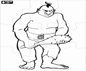 Puzzle of a giant troll coloring page