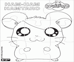 Puzzle of the hamster Hamtaro coloring page