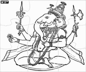 Puzzle of Hinduism, the God Brahma coloring page