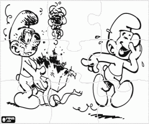 Puzzle of the Jokey Smurf coloring page