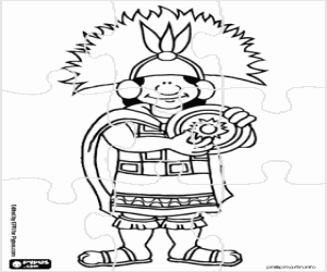Puzzle of the King of the incas coloring page