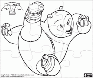 Puzzle of the kung fu panda Po coloring page