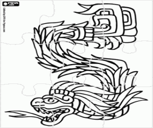 Puzzle of the Mayan God of the sky coloring page