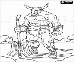 Puzzle of a Minotaur coloring page