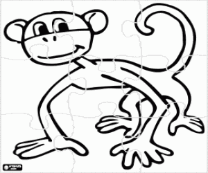 Puzzle of a monkey looking coloring page