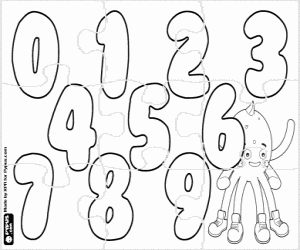 Puzzle of numbers and Pypus coloring page