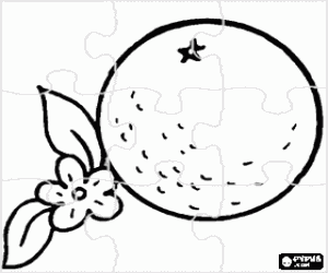 Puzzle of an orange coloring page