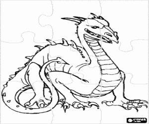 Puzzle of dragon on the floor coloring page