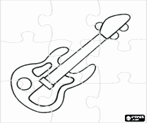 Puzzle of electric guitar coloring page