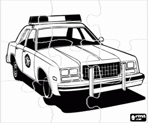 Puzzle of police car coloring page