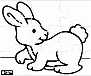 Puzzle of rabbit or bunny coloring page