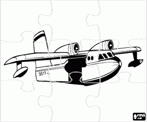 Puzzle of small plane to reaction coloring page