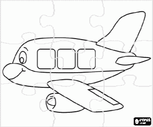 Puzzle of small plane with face coloring page
