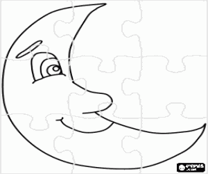Puzzle of  The moon's face in profile coloring page