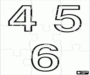 Puzzle of the numbers 4, 5 and 6 coloring page