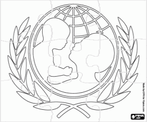 Puzzle of the UNICEF logo coloring page