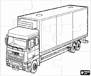 Puzzle of truck trailer coloring page
