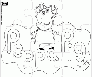 Puzzle of Peppa Pig logo coloring page