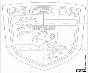 Puzzle of the Porsche logo coloring page