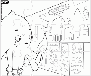Puzzle of Pypus archaeologist coloring page
