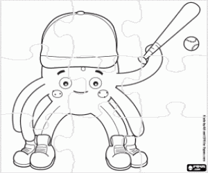 Puzzle of Pypus and the baseball coloring page