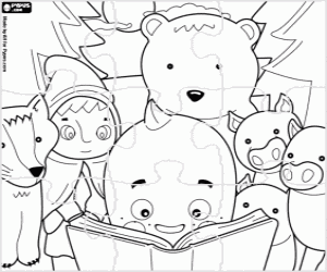 Puzzle of Pypus and children's stories coloring page