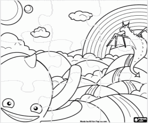 Puzzle of Pypus and a fantasy world coloring page