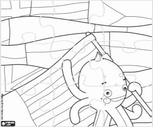 Puzzle with Pypus and the flags coloring page