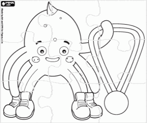 Puzzle with Pypus and a medal coloring page