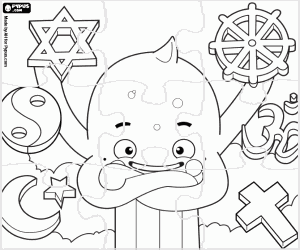 Puzzle of Pypus and the religions coloring page