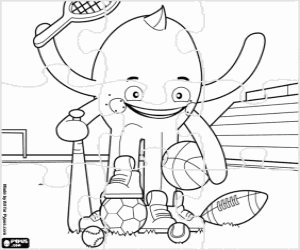 Puzzle of Pypus and sports coloring page