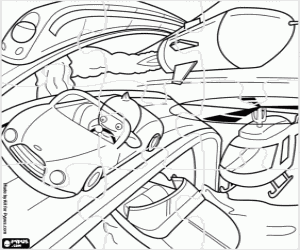Puzzle of Pypus and transports coloring page