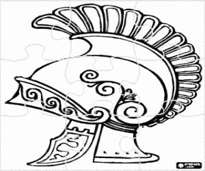 Puzzle of roman soldier helmet coloring page