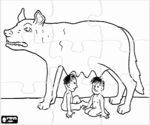 Puzzle of Romulus and Remus coloring page