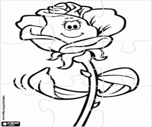 Puzzle of a rose coloring page