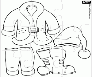 Puzzle of Santa Claus's clothing coloring page