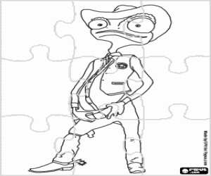 Puzzle of the sheriff Rango coloring page