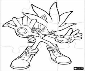 Puzzle of Silver the Hedgehog coloring page