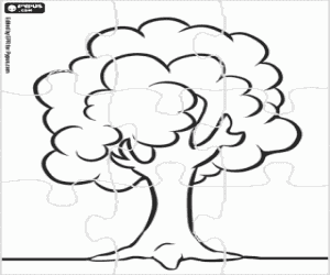 Puzzle of a simple tree coloring page