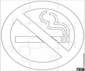 Puzzle of No smoking sign coloring page