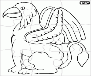 Puzzle with a sphinx coloring page