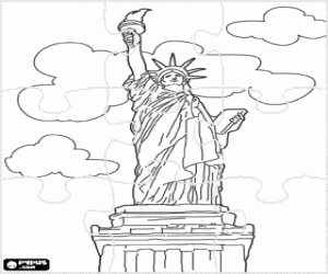 Puzzle of Statue of Liberty coloring page