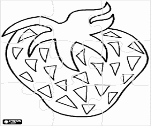 Puzzle of a strawberry coloring page