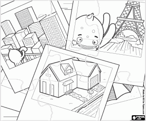 Puzzle with the travels of Pypus coloring page