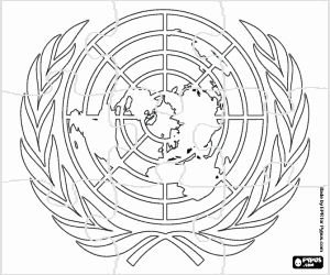 Puzzle of the UN logo coloring page