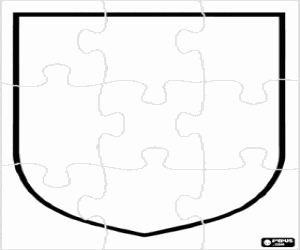 Puzzle of a white shield coloring page